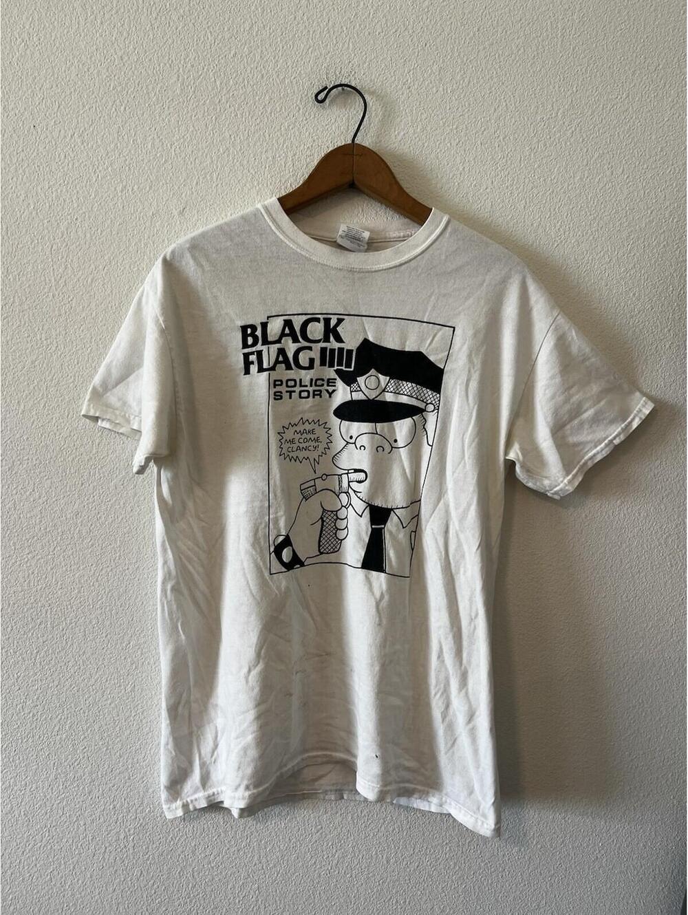 Black Flag Police Story Simpsons Parody Graphic T-Shirt M